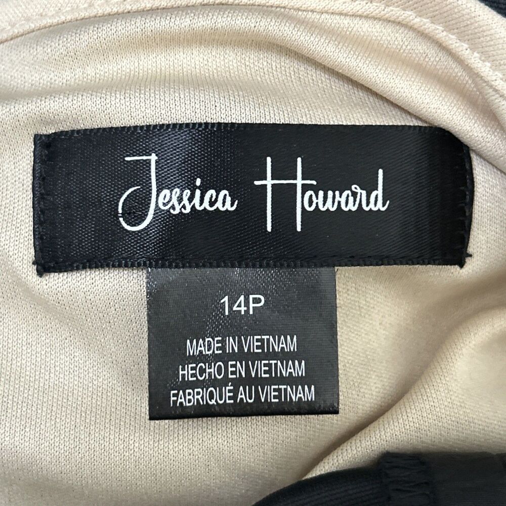 NWT Jessica Howard Women's 14P Black Mixed Media Tie Waist Ball Gown lined - Picture 9 of 10